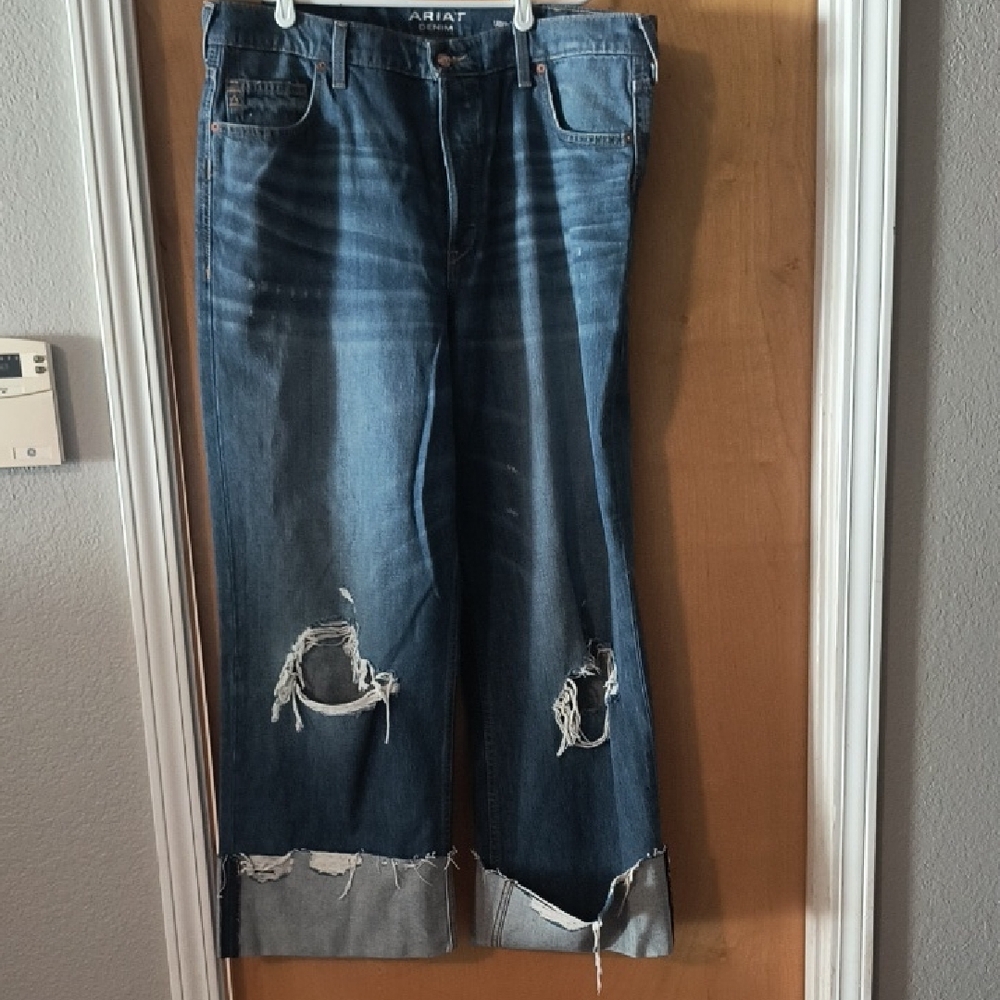Ariat Women's Relaxed Fit Ripped Blue Jeans